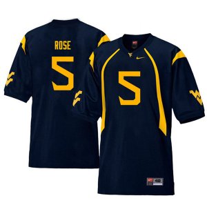 Men's West Virginia Mountaineers NCAA #5 Ezekiel Rose Navy Authentic Nike Throwback Stitched College Football Jersey HH15R57UW